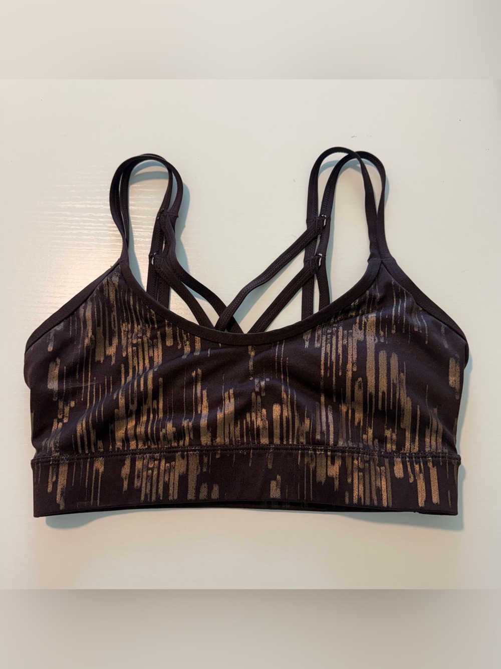 JoyLab the burgundy Sports Bra with Metallic Gold Accent xs